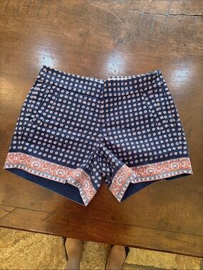 J. Crew Navy Printed Border-Hem Shorts